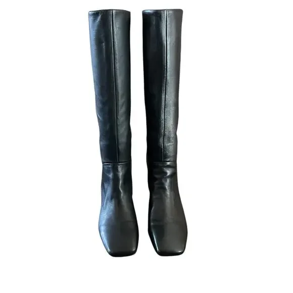 Vince Ramona Leather Minimalist Square Toe Knee High Boots NEW Size 7 - Picture 3 of 11
